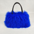 China factory wholesale Classic Women Fluffy real Mongolian Fur bag Handbag Purse